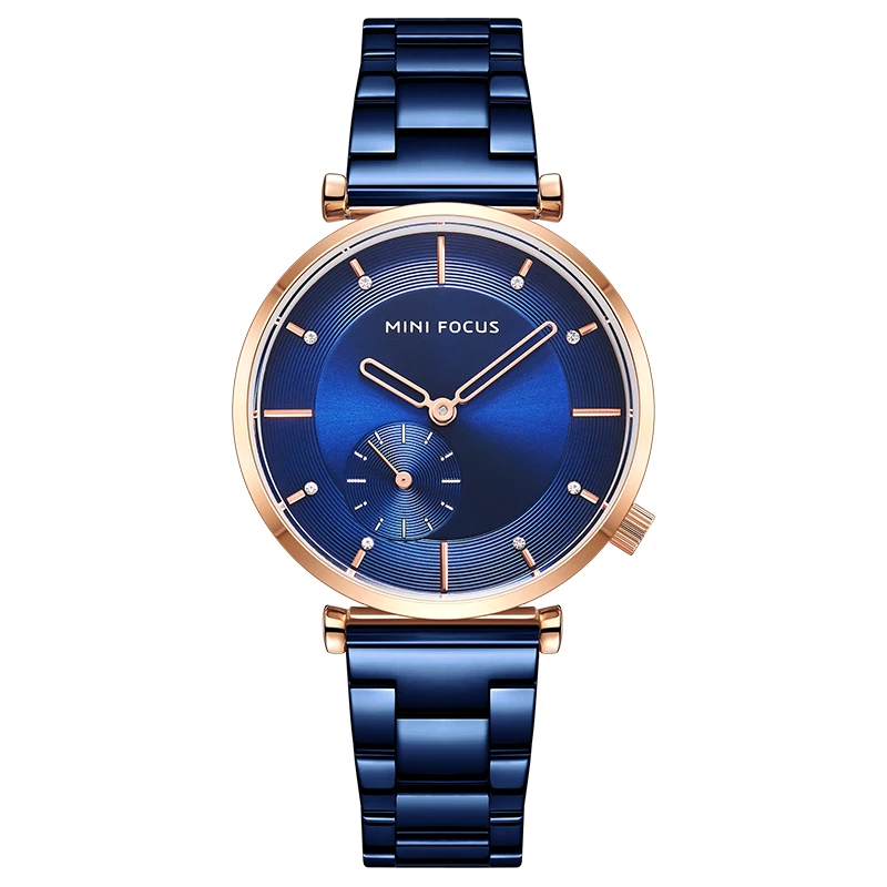 Mini Focus MF0333L Elegant Luxury Women Quartz Watches Black Stainless Steel Band Waterproof Analog Watch