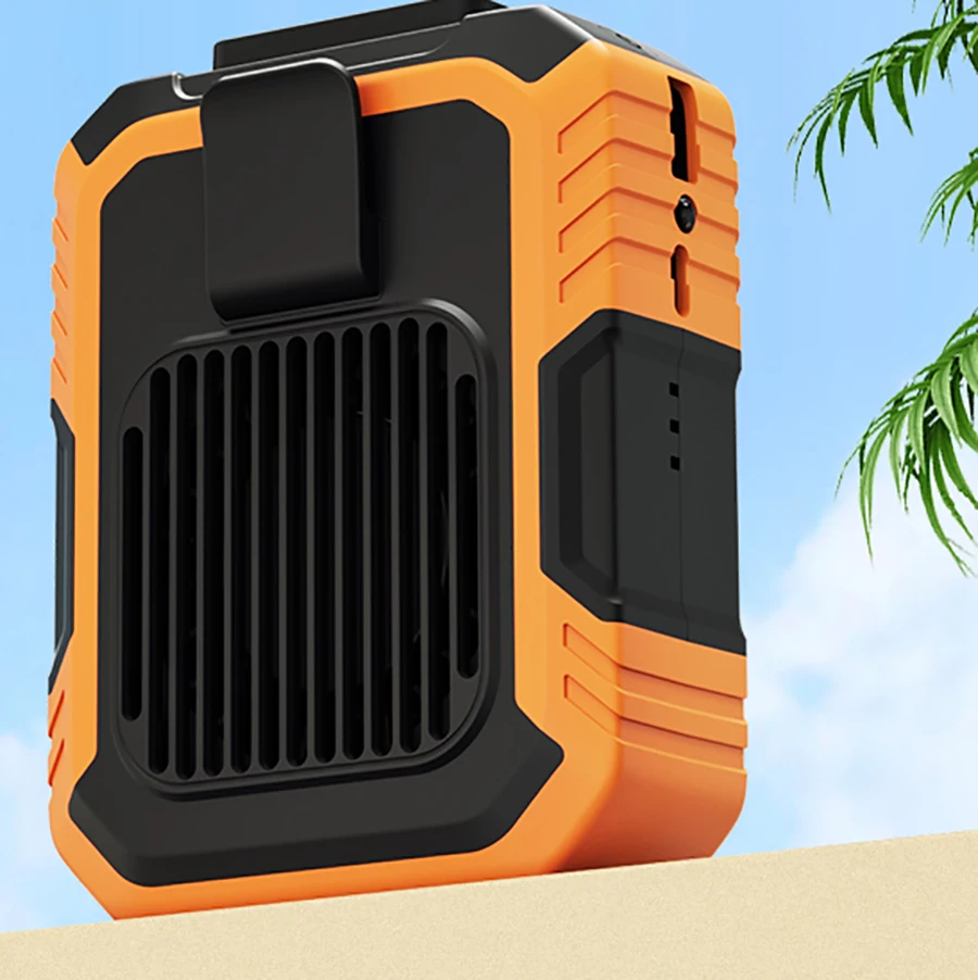 Portable and Compact Waist Hanging Small Fan with 3 Levels of Power and Emergency Lighting, Can Be Used as a Power Bank