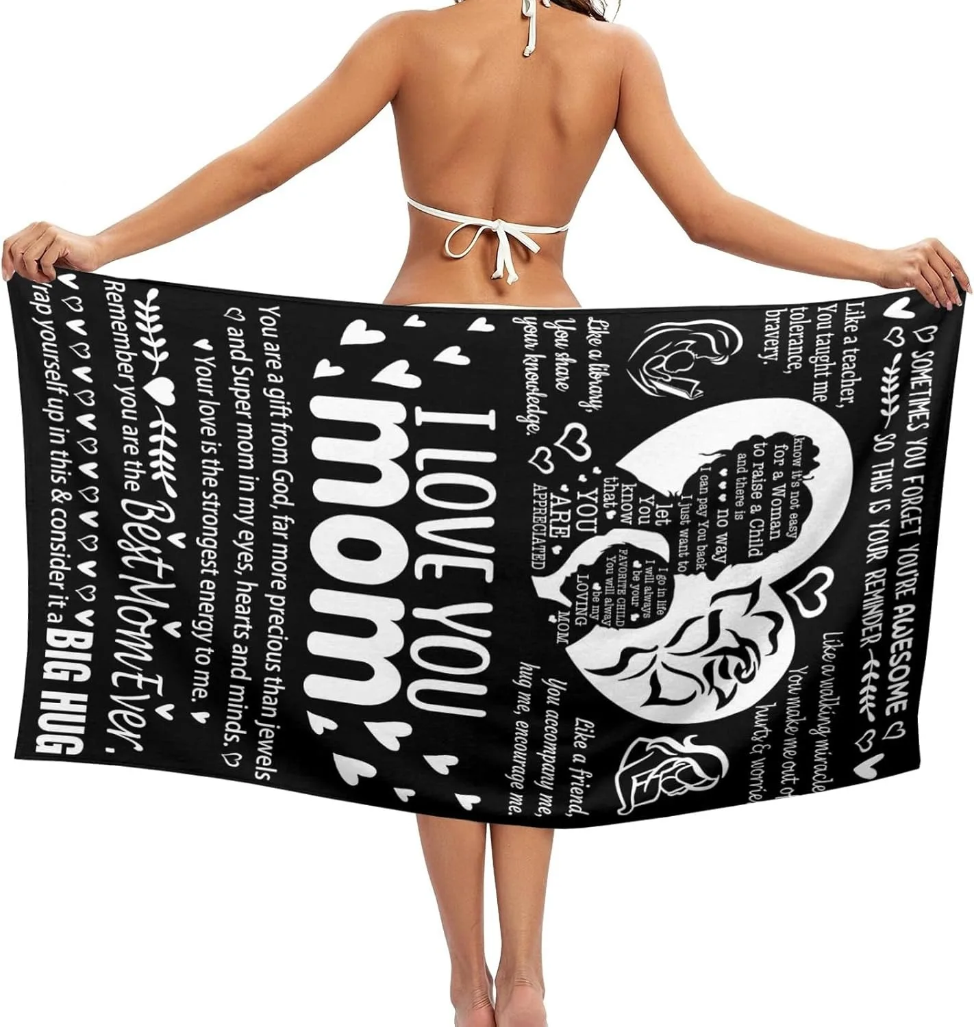 Best Mom Ever Bath Towels Mother's Day Pool Towel Microfiber Quick-Dry Beach Towel For Yoga Tourism Beach GYM Camping Swimming
