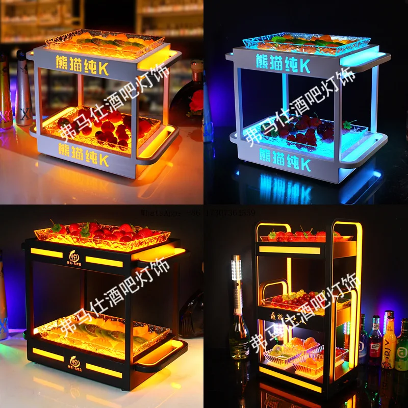 

Bar ktv luminous fruit plate creative two layers three layers nightclub fruit snack platter clear bar snack grid rack