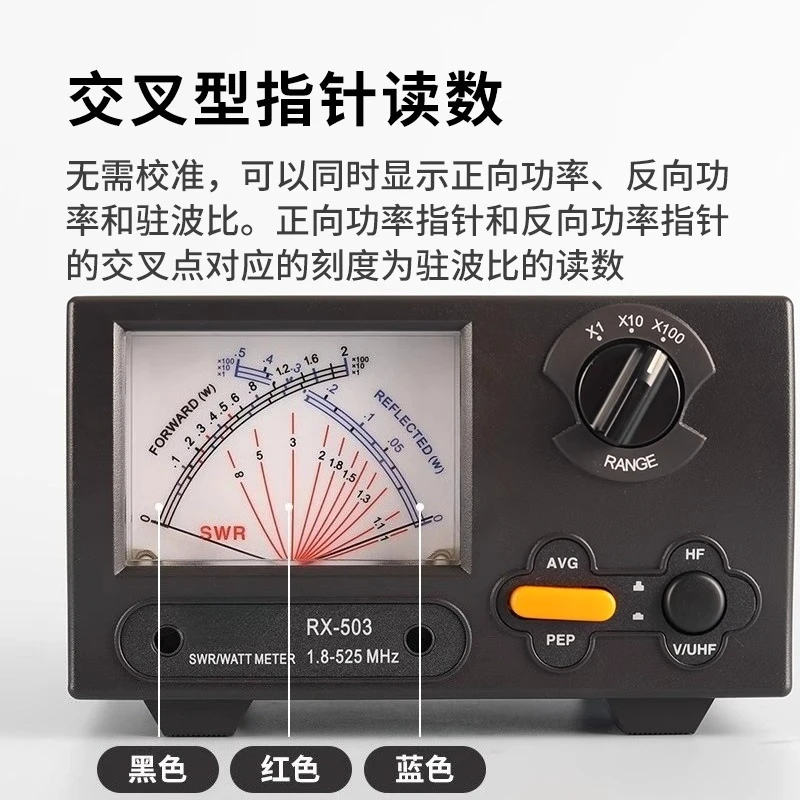 RX-503 Standing Wave Meter, Short Wave UV Power Meter SWR Meter RX503 1.8-525 Mhz