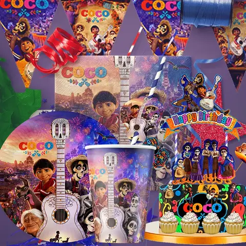 Cartoon  Musical Coco Theme Party Supplies Tableware CupPlate Topper Kid BabyGirls Birthday PartyDecoration Baby Shower