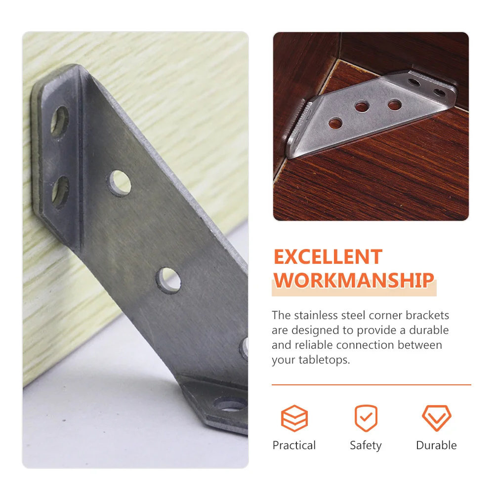 

16Sets Stainless Steel Corner Brace Triangle Brackets Multifunctional Joint Fastener for Table Bed Cabinet Shelf Support Angle