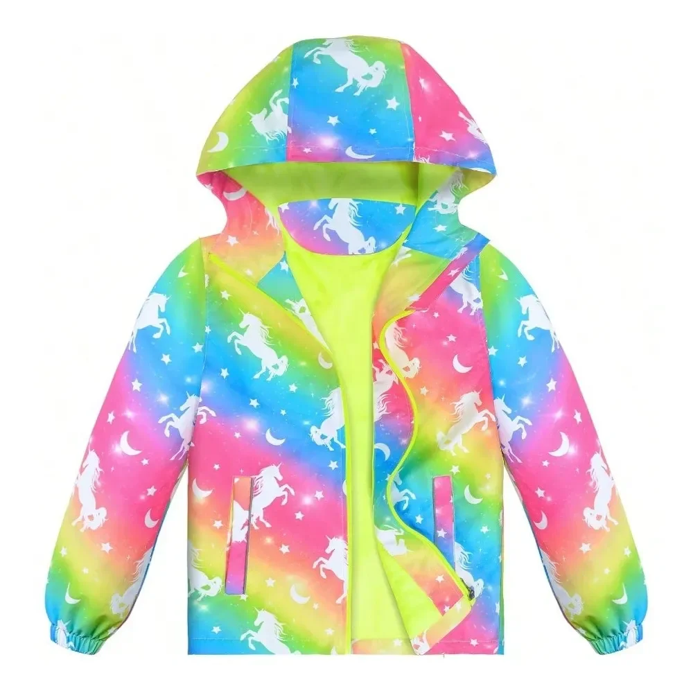 

OlyPegic Girls Rain Jacket Waterproof Hooded Fleece Lined Lightweight Windbreaker Windproof Jackets Raincoats