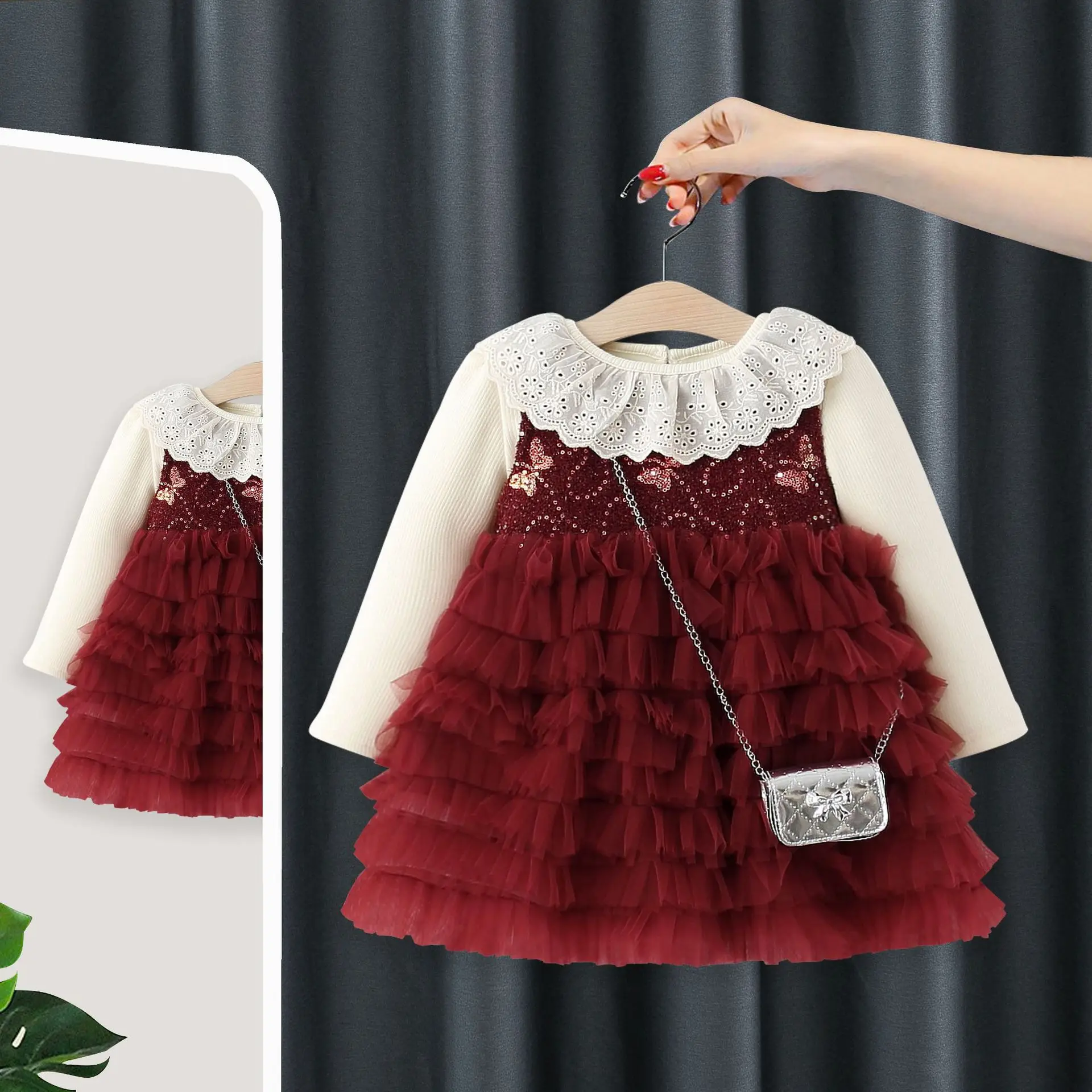 Fall winter baby girls' clothes outfits sets T-shirt+sequin vest dress suits for infant girl cloth baby Christmas birthday sets
