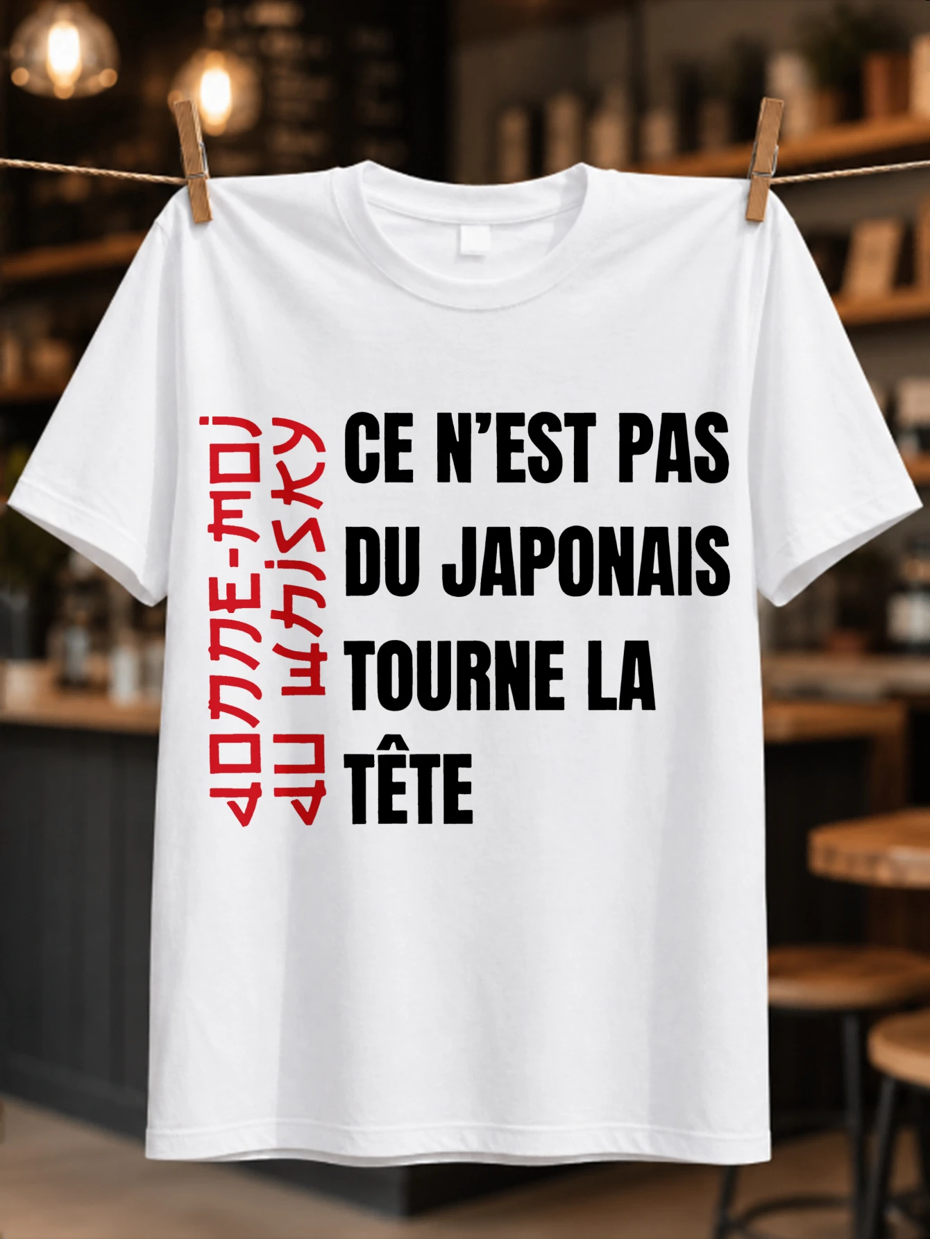 French Humor faux Japanese red vertical text with turn your head message witty  lettering theme  Unisex All T-Shirt