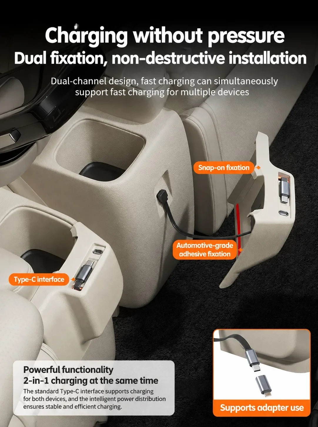 Car Large Seat Phone Charging Docking Station Interior Modified Accessories For Toyota Alphard/Vellfire 40 Series/Lexus LM350