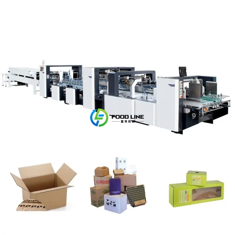 Continuous Running Carton Folder Gluing Machine Disposable Fruit Packaging Box Making Equipment