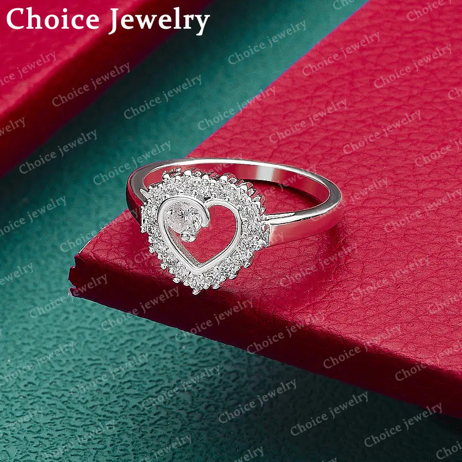 Ringe aus 925er-Sterlingsilber für Damen, Größe 7–10, Herz-Inlay-Zirkon-Ring, Hochzeit, Party, Verlobungsband, luxuriöser Charm-Schmuck, Geschenk