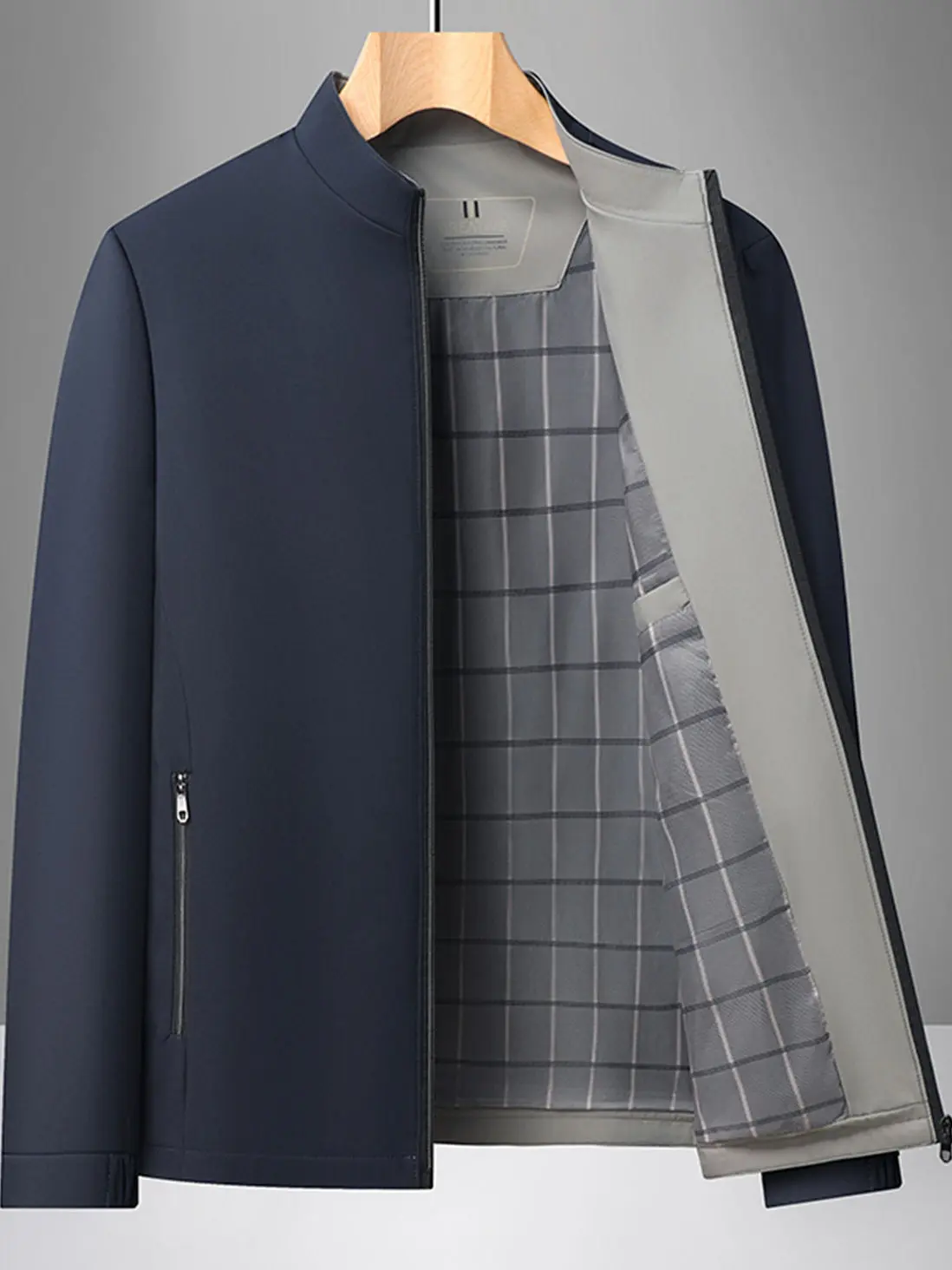 

Повседневная демисезонная куртка для мужчин среднего возраста, деловой стиль, с воротником-стойкой, удобная, из полиэфирного волокна, немнущаяся