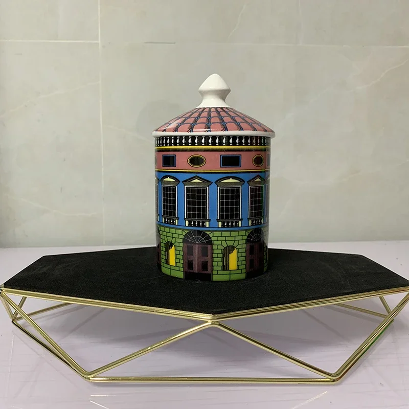 Portavelas Retro para decoración del hogar, contenedor almacenamiento cerámica para velas, caja almacena