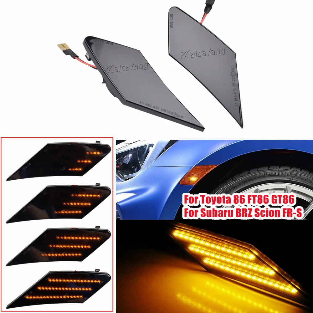 For Toyota 86 FT86 GT86 For Scion FR-S For Subaru BRZ Car LED Dynamic Turn Signal Light Side Marker Fender Lamp Accessories