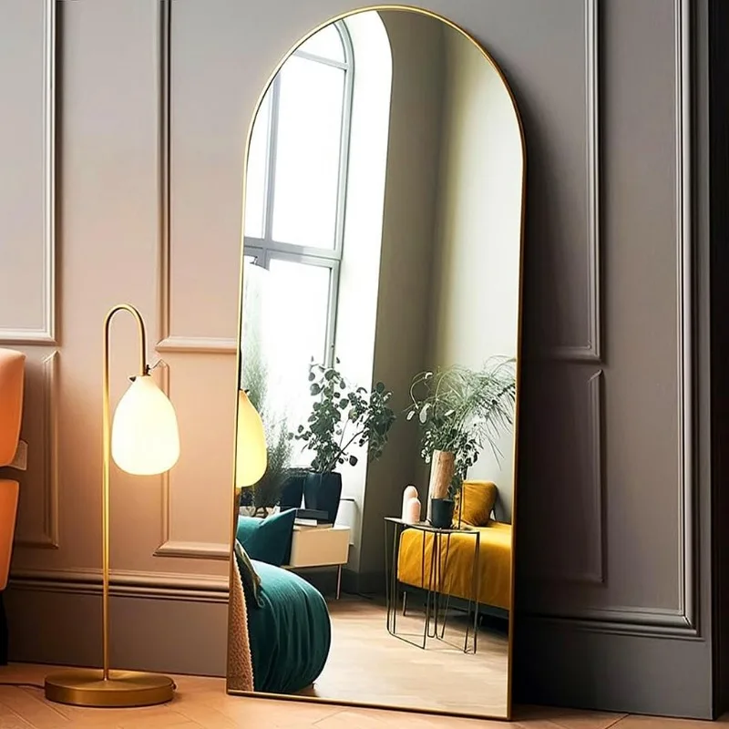 Full Length Mirror, 71"×26" Arched Floor Mirror with Stand, Standing , Full Body , Large Mirror, Wall