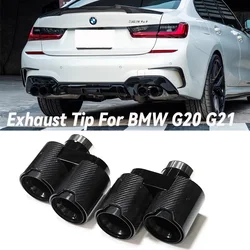 1 Pair Quad Exhaust Tips for BMW G20 G21 3 Series 2019+ 330i 320d 320i Decorative Tailpipe Upgrade (Round Pipes Only/Not M340i)