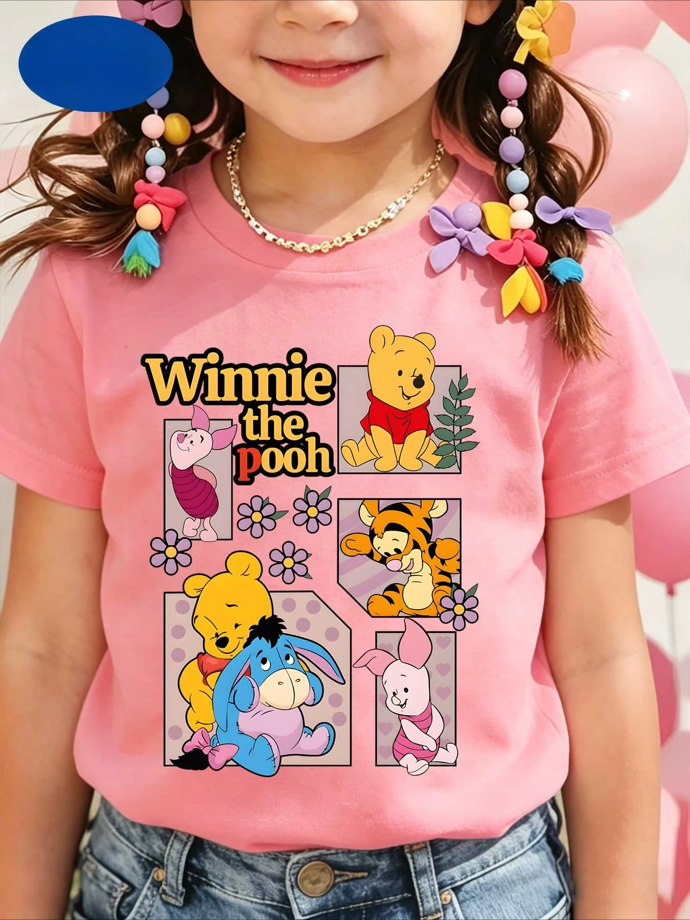 2026 Anime Character Winnie The Pooh Short Sleeved Shirt, Cotton Short Sleeved Streetwear, Fashionable Children's mom T-shirt view 4