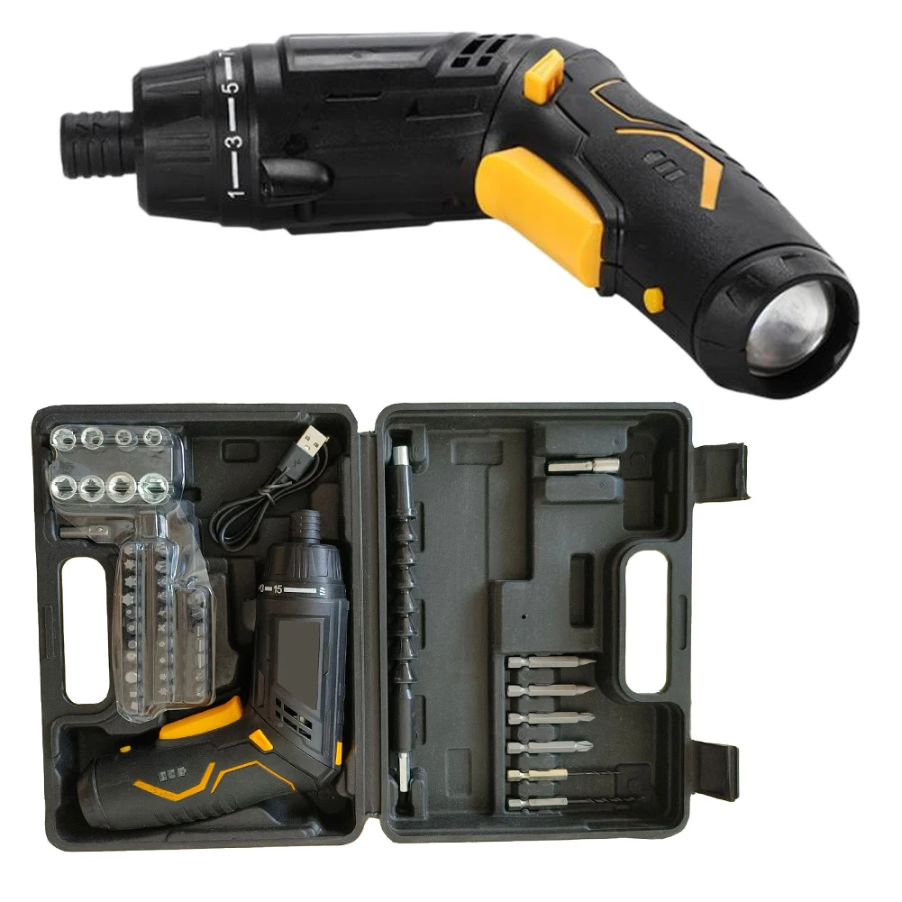 Brushless Cordless Drill Driver With LED Light, Rechargeable Lithium Electric Screwdriver For DIY Home Auto Repair, 7/47pcs Set