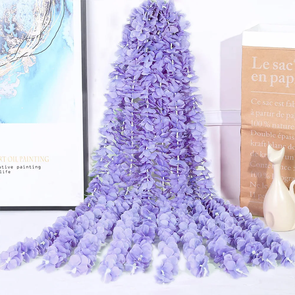 5/10PCS Blauweregen Kunstmatige Hangende Bloem Wijnstok voor Boog Achtergrond Decor Bruiloft Woondecoratie Zijde Blauweregen String nep Bloem