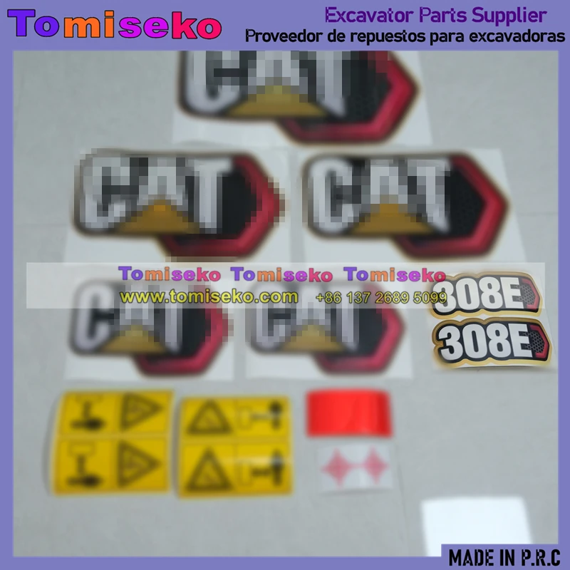Full set Sticker Decals Kit Fits For CAT Caterpillar E308E Mini Excavator Sticker model designation Parts