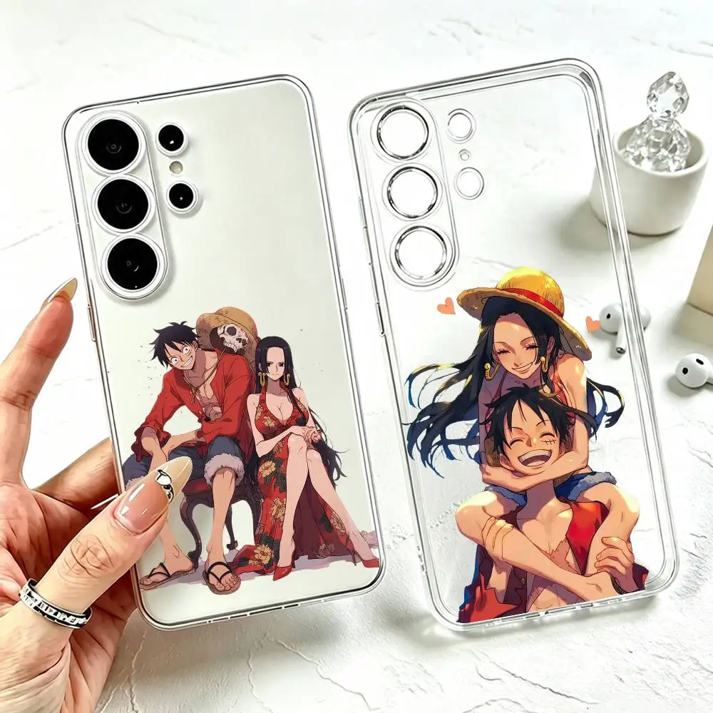 L-Luffy  H-Hancock  Phone Case For Samsung S25,S24,S21,S22,S23,S30,Ultra,S20,Plus,Fe Transparent Cover