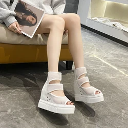 Summer Mesh Ankle Boots for Women Platform Sexy Zipper Punk Heels Short Boots Women Shoes 2024 Chelsea Boots Ladies Sandals