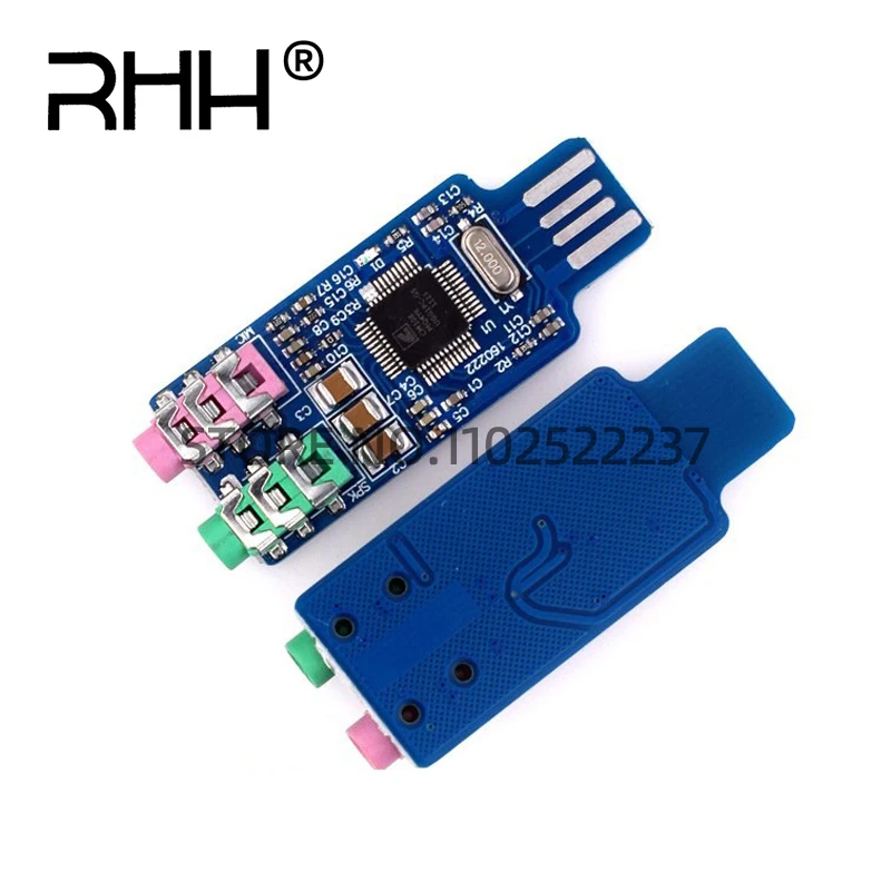 CM108 USB Sound Card Module Free Driver for Laptop Computer External Sound Card Chip Board with 3.5mm Microphone Jack