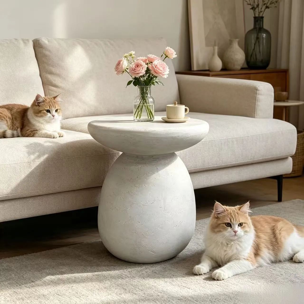 Magnesium oxide imitation stone special-shaped corner few simple Nordic personality sofa side table