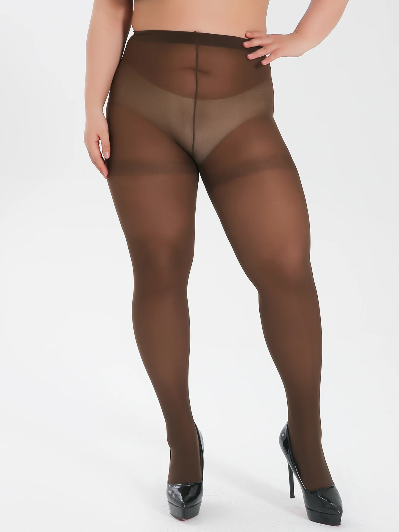 Eine ultradünne, modische, sexy, hochelastische, einfarbige Strumpfhose für Damen in Übergröße