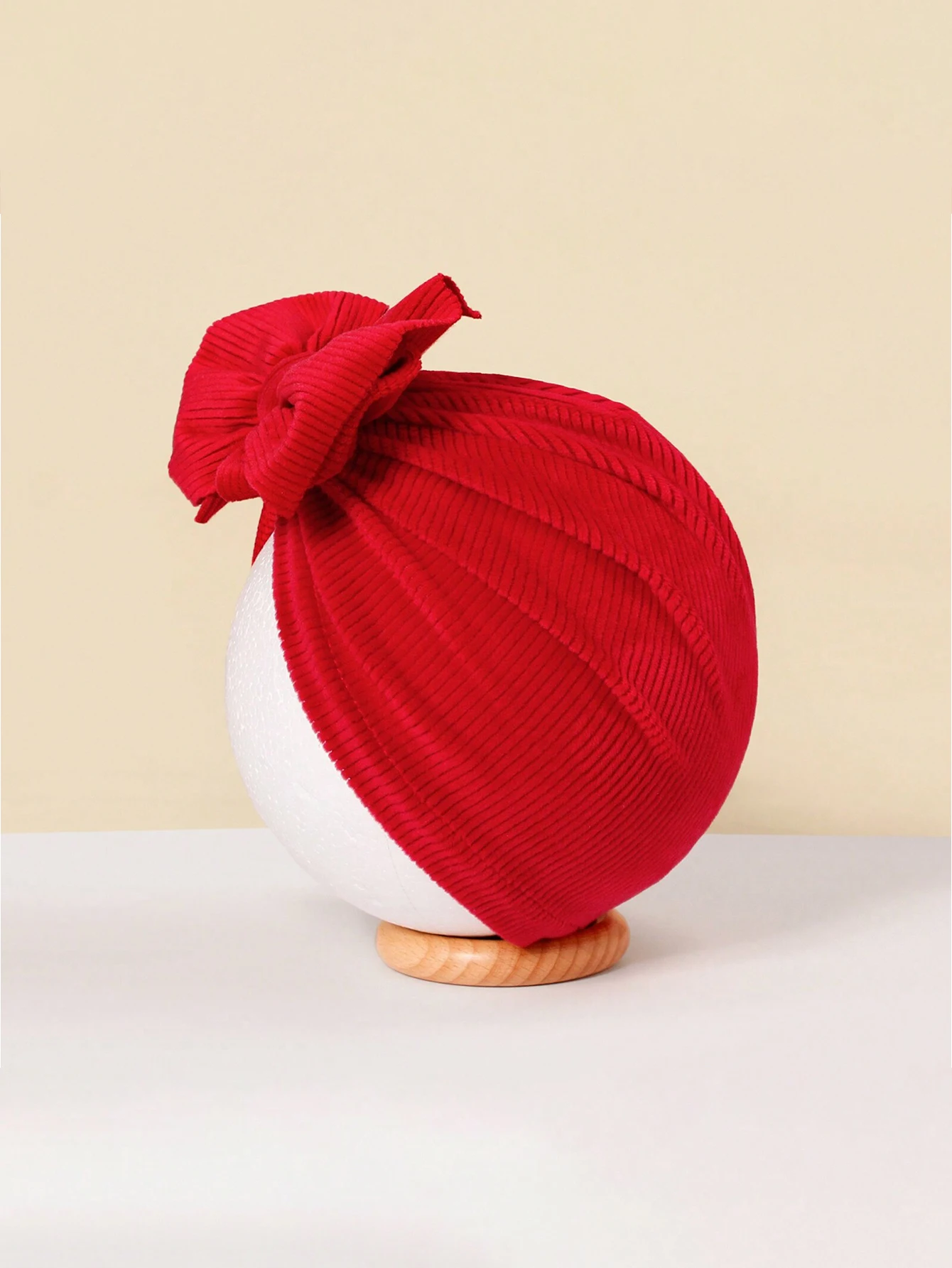 2pcs/set New Hot Selling Corduroy Red Bow Hair With Hat Soft Comfortable Baby Headband Cap Hairband Hat Combination Set