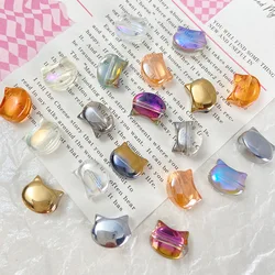 20Pcs 8x10MM Shiny Cat Heads Glass Beads Czech Glass Loose Beads Charms for Jwelry Making DIY Bracelets Accessories Wholesale