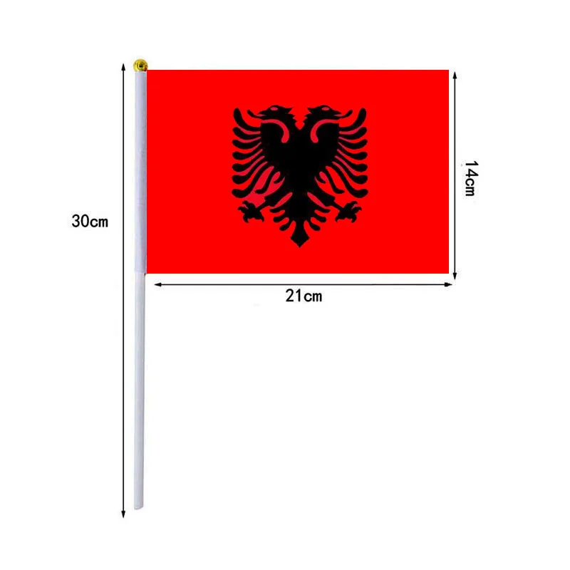 10 Pcs/lot Albania Hand Waving Flags 14x21cm Albania Flag Wholesale