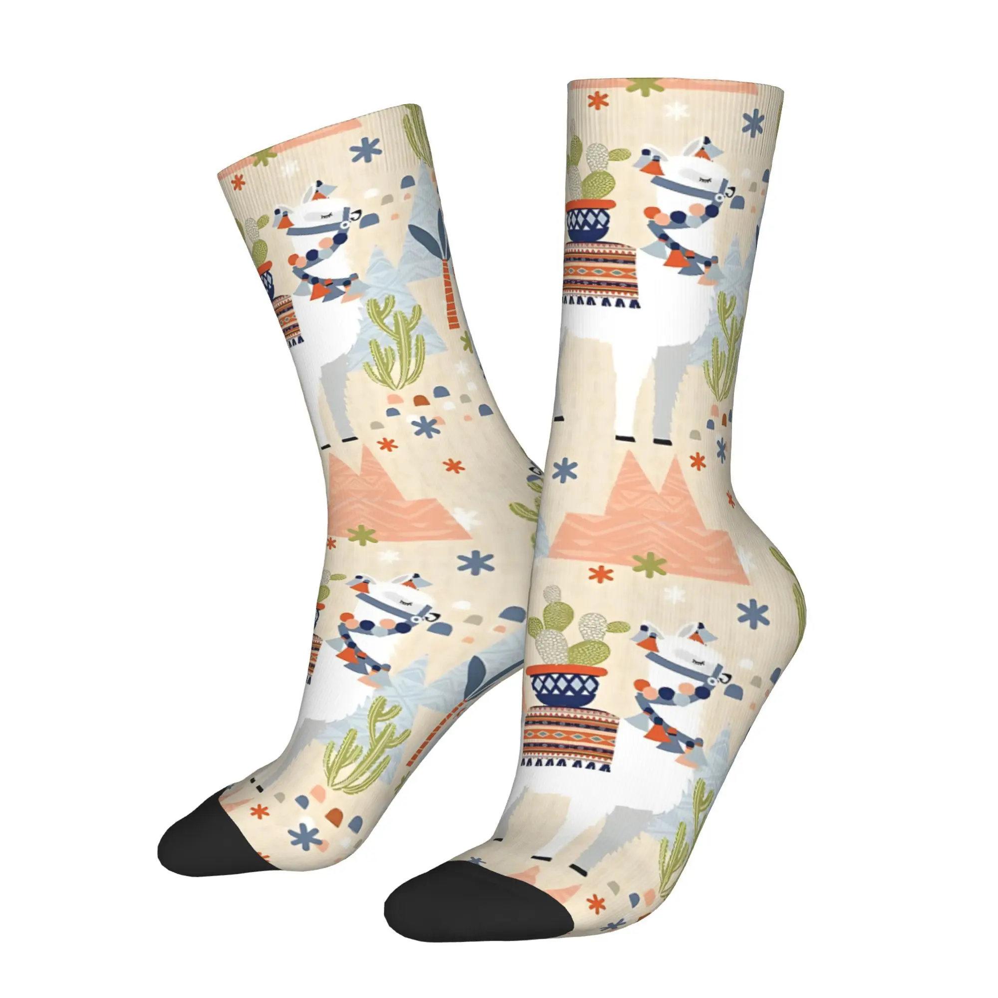 1pc Cactus Llama patrón impreso calcetines de hombre novedad Hip Hop Harajuku patrón Crew calcetín regalo Casual