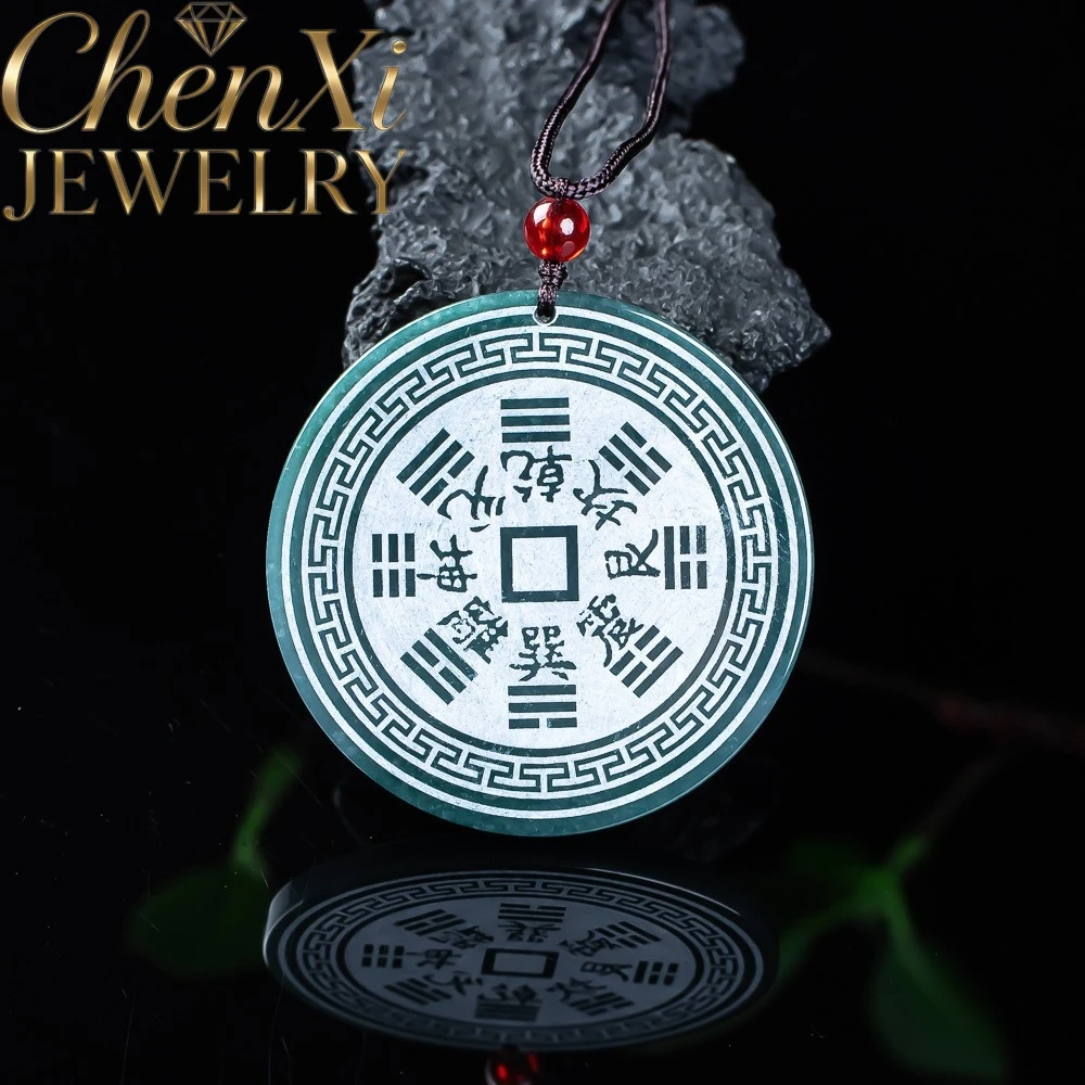 Natural Grade A Jadeite Mountain Ghost Coin Pendant Delicately Sculpted Jade Decoration For Collection Exquisite Mascots Gift