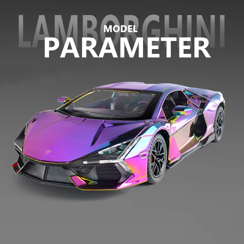 1:24 Lamborghini Revuelto Electroplating Modified Vehicle Alloy Miniature Car Diecast Metal Scale Car Model Sound＆Light Kid Toy