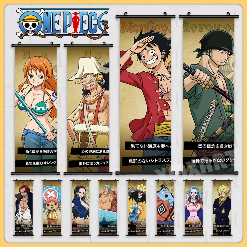 

Canvas Chopper Anime One Piece Wall Art Vintage Poster BROOK Painting Shanks Home Decor Zoro Cartoon Pictures Movie Theater Cafe