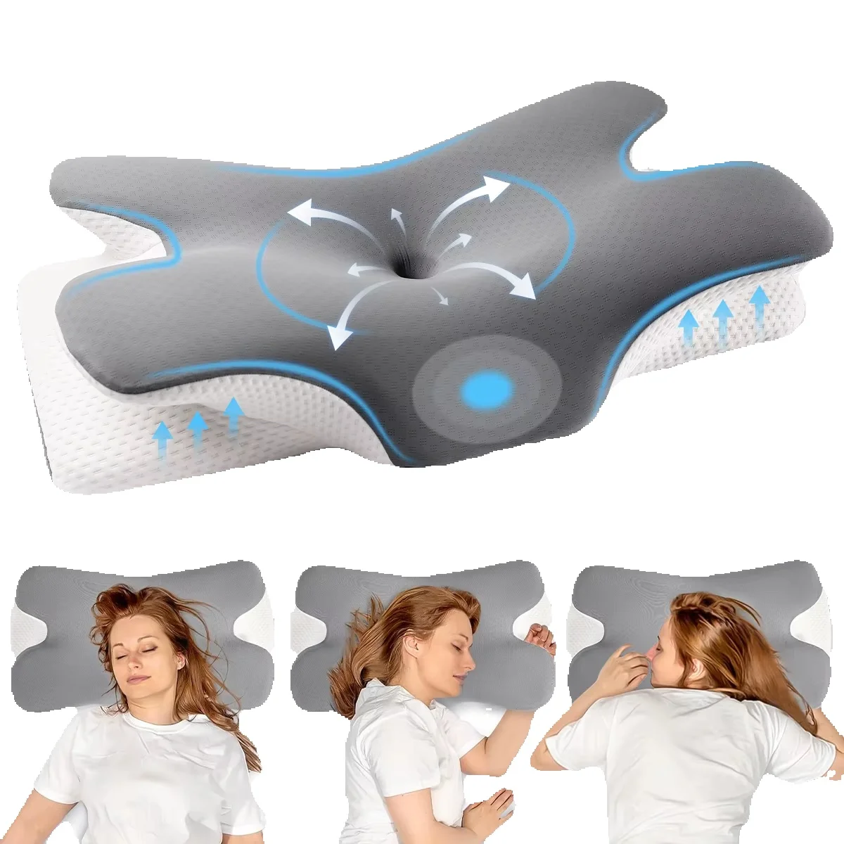 Nackenkissen, Ergonomisches Kissen, Geruchlose Bettkissen für Tiefen Schlaf, Kühlendes Schlafkissen für Seiten-, Rücken- und Bauchschläfer