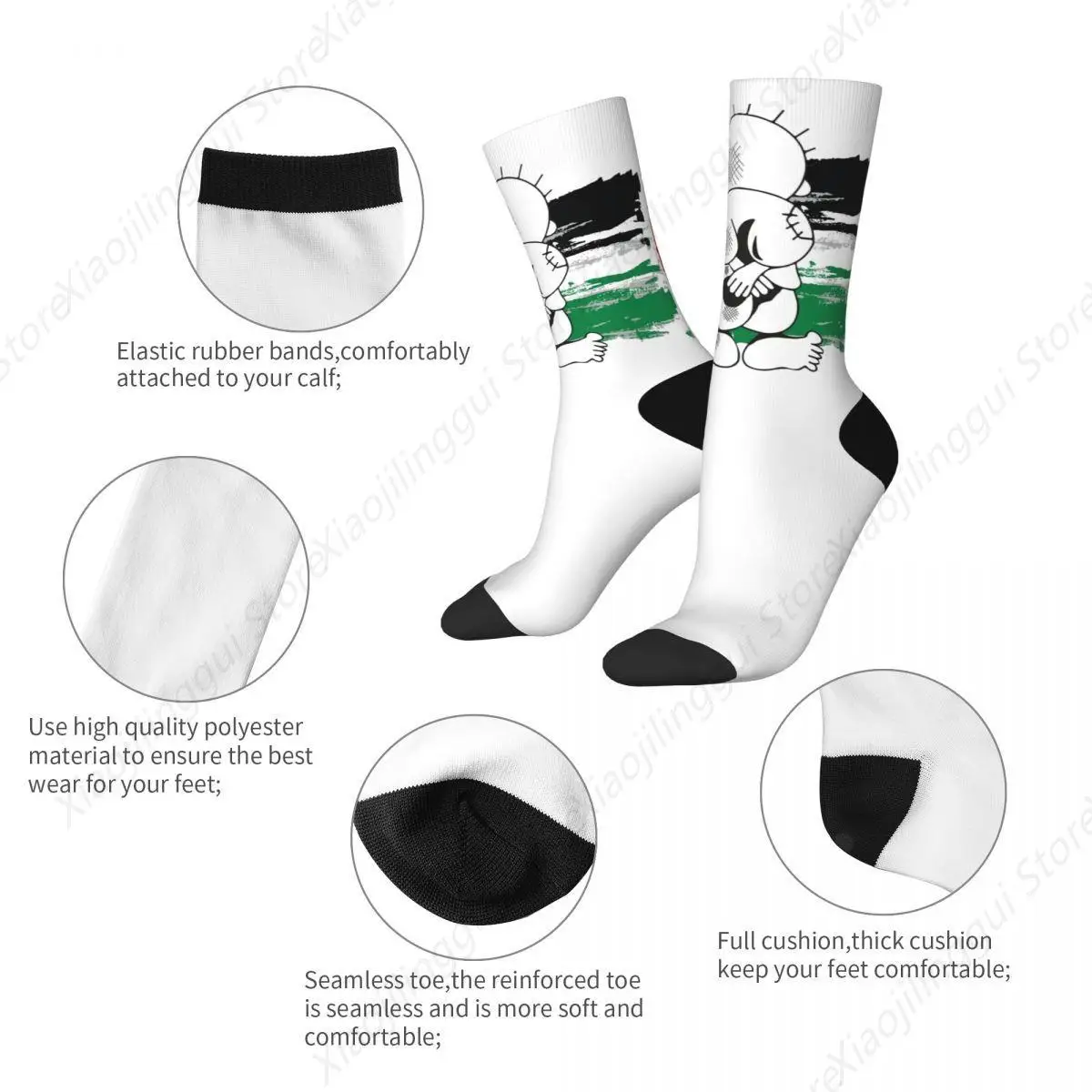 Happy Funny Men's Socks Casual Handala Palestine Flag Sock Graphic Women's Socks Spring Summer Autumn Winter