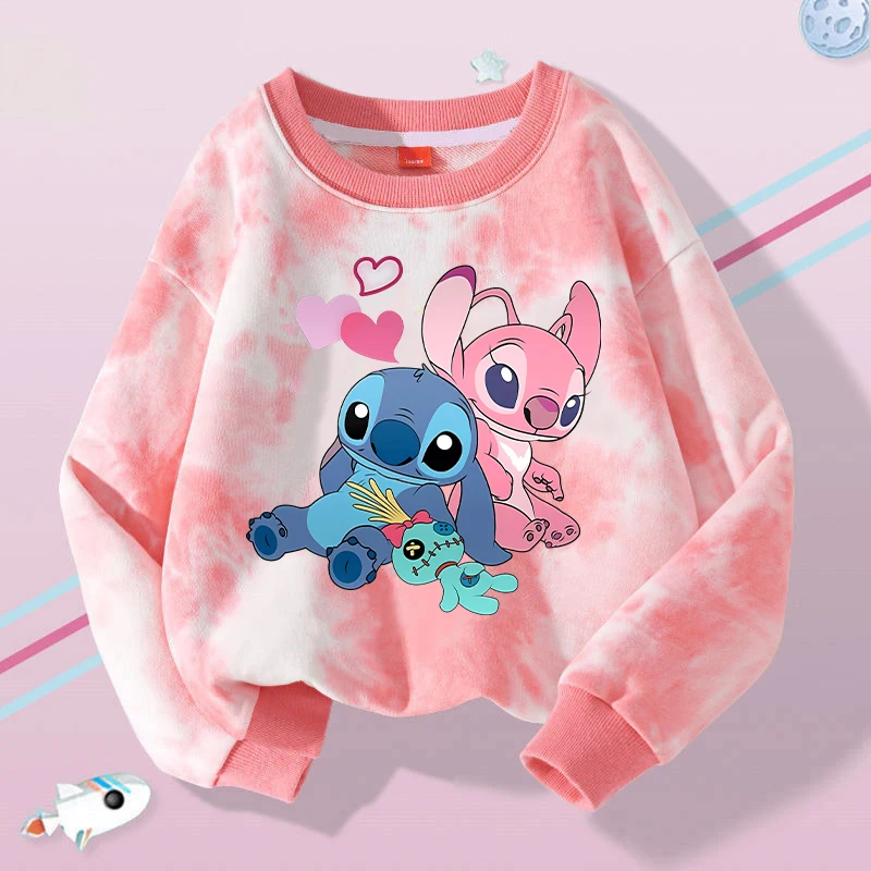 Kawaii Lilo Stitch Children Sweatshirt Cute Disney Cartoon Printed Sweatshirt Boys Girls Casual Sports Tops Baby Autumn Clothes