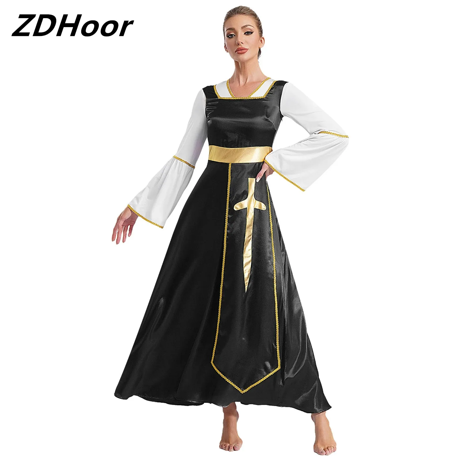 

Womens Liturgical Praise Dance Dress Church Worship Dance Wear Square Neck Sleeveless Maxi Dress