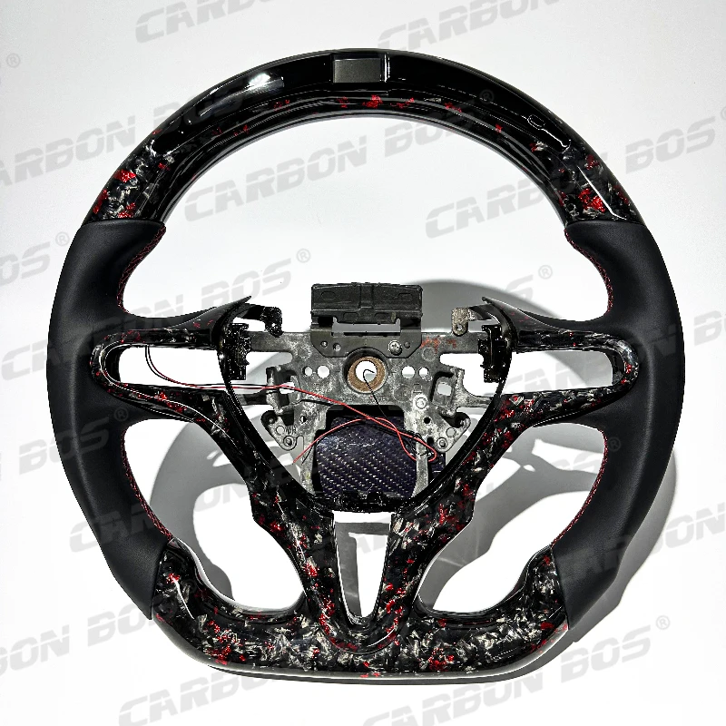

Real Red Forged Carbon Fiber Steering Wheel with Smooth Leather for Honda Civic 8th 9th 10th 2001 2005 2008 2012 2022 with LED