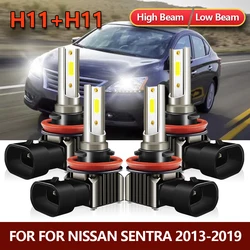 4X LED Car Light Blub Combo H11 H9 H8 High Low Beam Real 1:1 Size Headlight for Nissan Sentra 2013 2014 2015 2016 2017 2018 2019