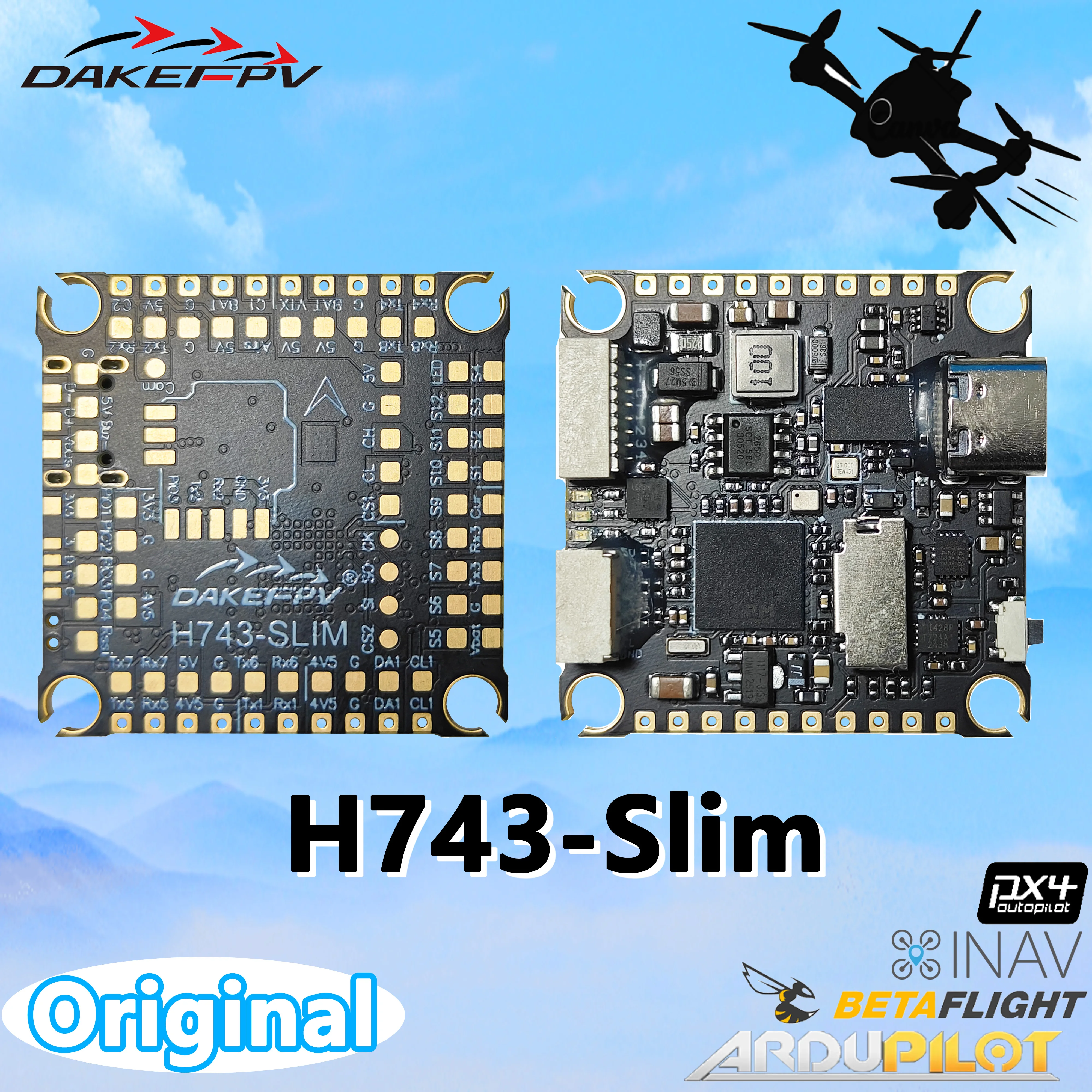 

DAKEFPV H743 SLIM V4 STM32H743 Dual ICM42688P 3-12S H7 Flight Controller Support BF INAV AP PX4 For FPV Drone Multicopter RC