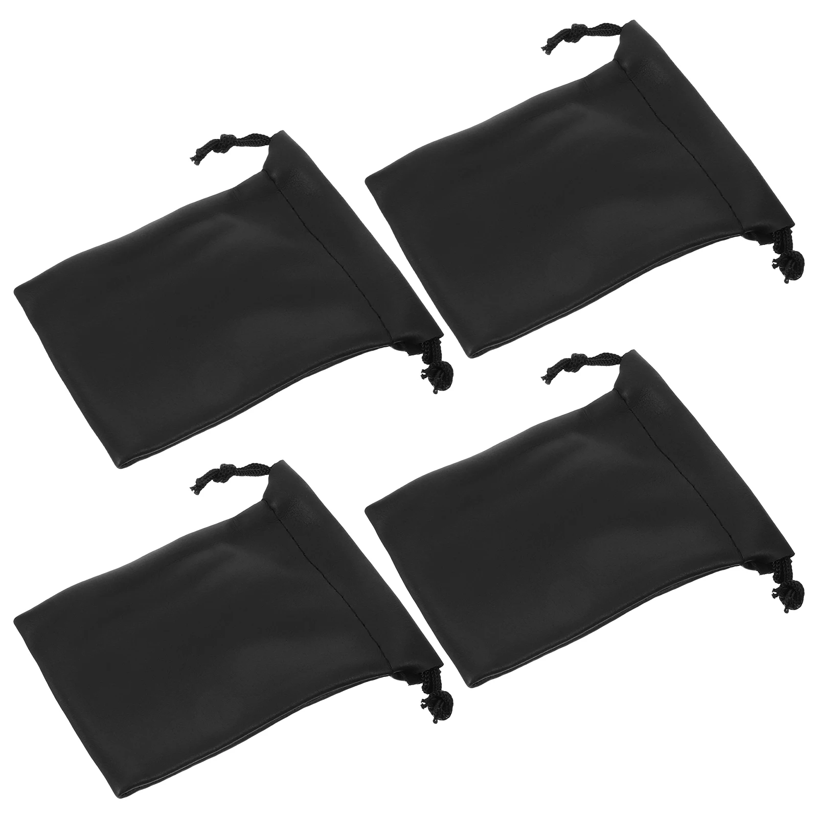

4 Pcs Microphone Bag Portable Case Soft Carrying Pu Drawstring Pouch Travel
