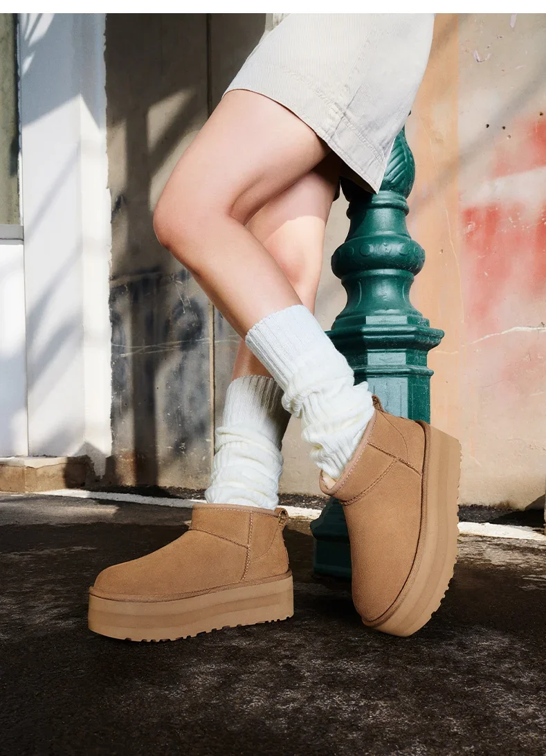 HOT NEW Winter Keep Warm Platform Boots Genuine Leather New Style Cold and Snow-proof Snow Boots for Woman Size 36-41
