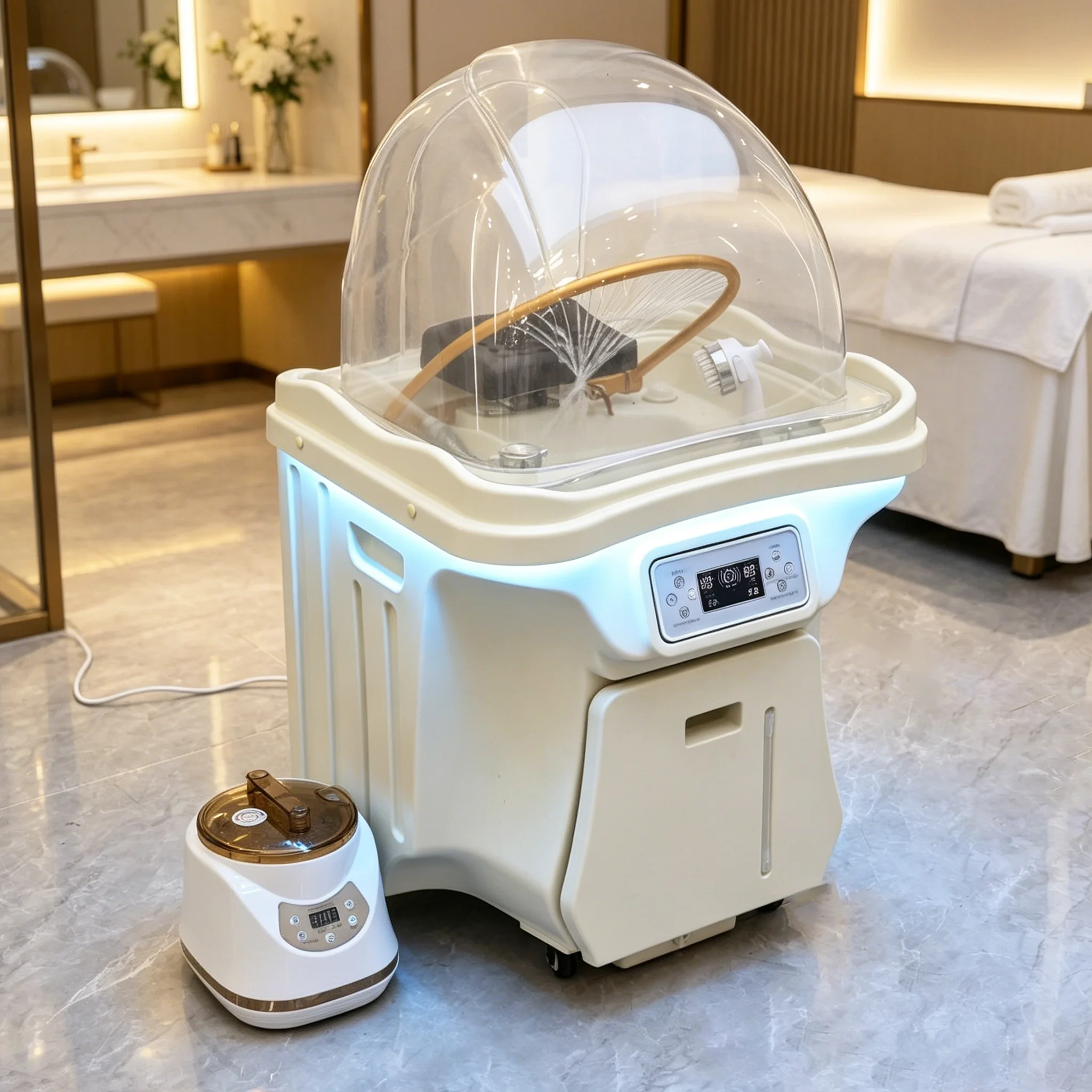 Portable Mobile Hair Washing Shampoo Basin Spa Head Therapy Machine with Water Circulation Steam for Salon Beauty Massage Shop