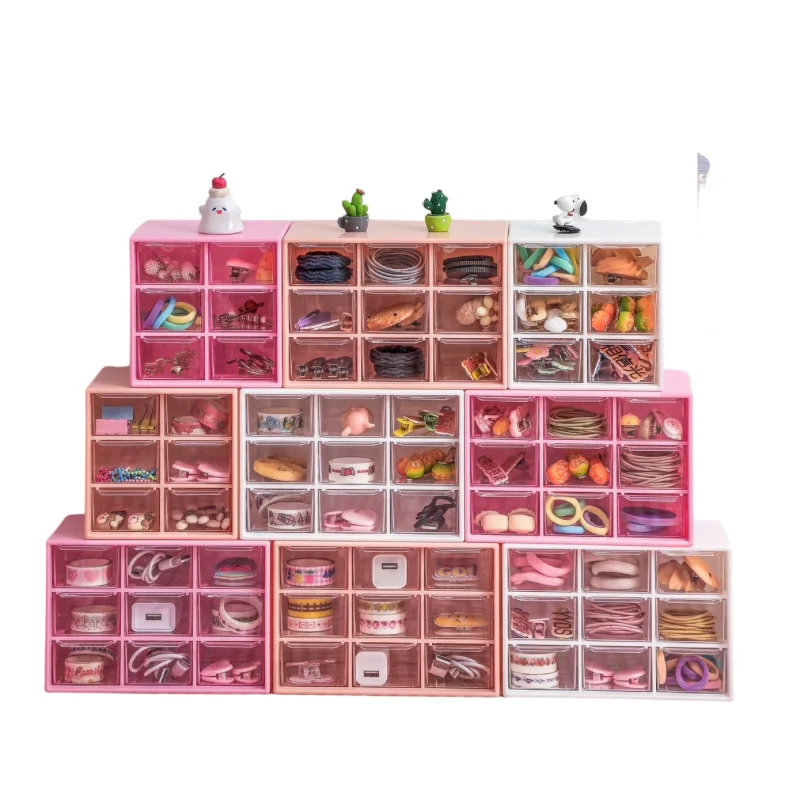 INS 6/9 Grids Dust Proof Drawer Storage Box Stationery Jewelry Hand Ledger Desktop Mini Girl Heart Storage Cabinet