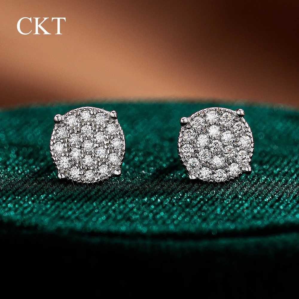 

CKT 18k White Gold Adorable Panda Stainless Platinum Pt950 Stud Earrings Diamond Moissanite Minimalist Animal Gift for Girls