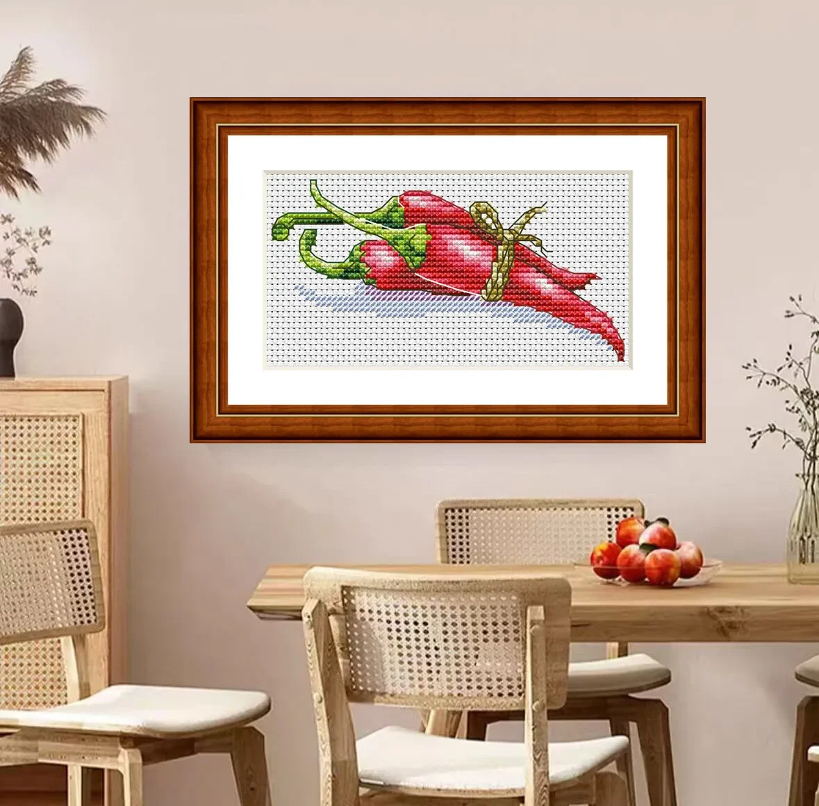 【CC2303- Chili Pepper】 11CT 14CT 16CT DIY Cross Stitch Kit, Pattern Printed Canvas Embroidery Needlework Starter Set for Adults