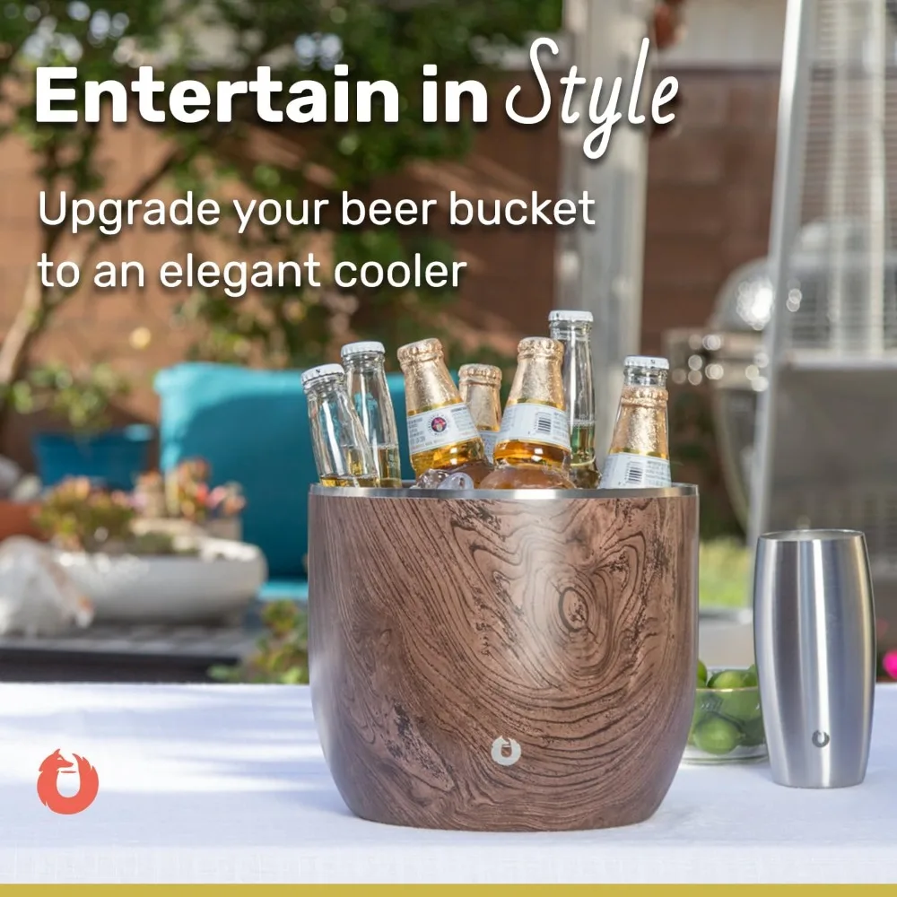 

XL Premium Vacuum Insulated Double Wall Stainless Steel Ice Bucket with Lid/Scoop, Bar Accessories, Large Elegant Party Bucket