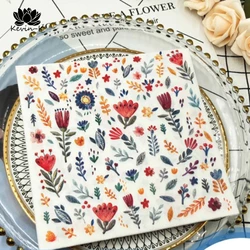 Colourful Napkins Printed Square Paper Napkins Restaurant Floral Facial Tissue Hotel Wedding Table Setting Pure Wood Pulp Paper