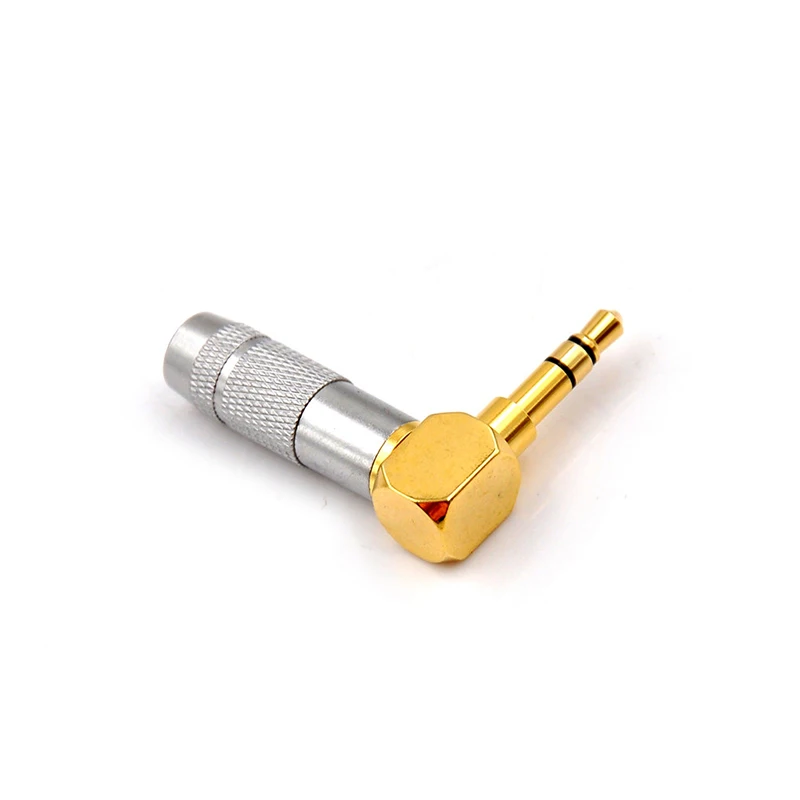 90 Degree Gold Plated Copper  3.5mm 3 Pole Stereo Earphone Plug Mini Audio Jack Soldering Wire Connector Headset Adapter